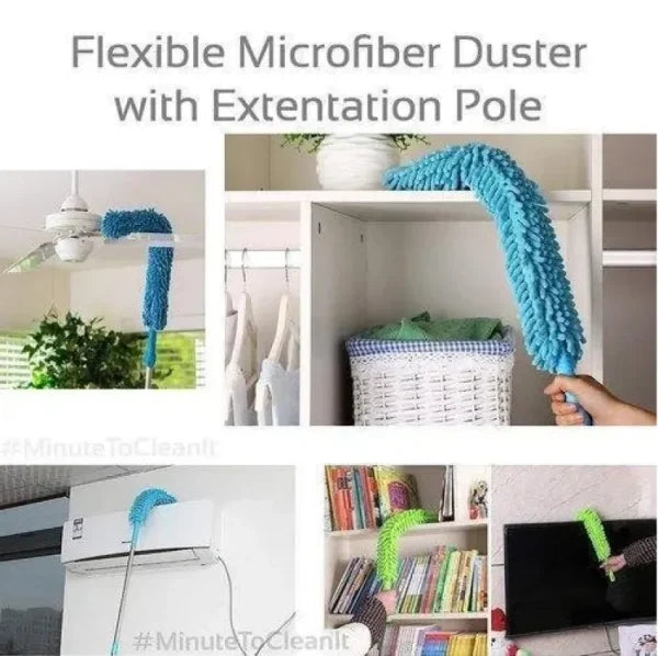 Flexible Micro Fiber Duster With Telescopic Stainless Steel Handle for Fan Cleaning