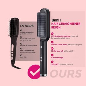 Hair Straightener Iron Brush Straight Hair Comb 2-in-1 Hair Straightener Curling Professional Styling Brush Hair Curler & Straightener For Women