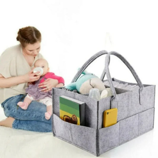 Foldable Baby Diaper Caddy Organizer – Portable Storage Basket – Essential Bag For Nursery, Changing Table And Car – Liner Is Great For Storing Diapers, Bottles