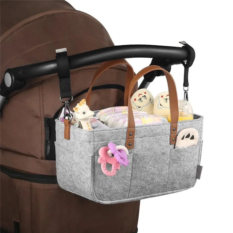 Foldable Baby Diaper Caddy Organizer – Portable Storage Basket – Essential Bag For Nursery, Changing Table And Car – Liner Is Great For Storing Diapers, Bottles