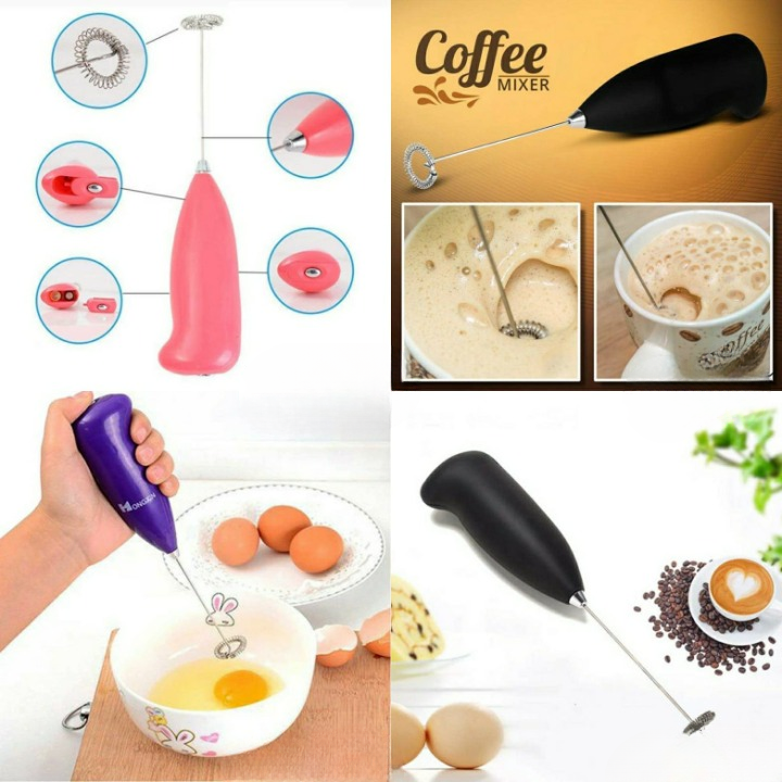 Electric Egg Beater Milk Drink Coffee Whisk Mixer Foamer Mini Handle Stirrer Practical Cooking Tool Kitchen Cell Operated