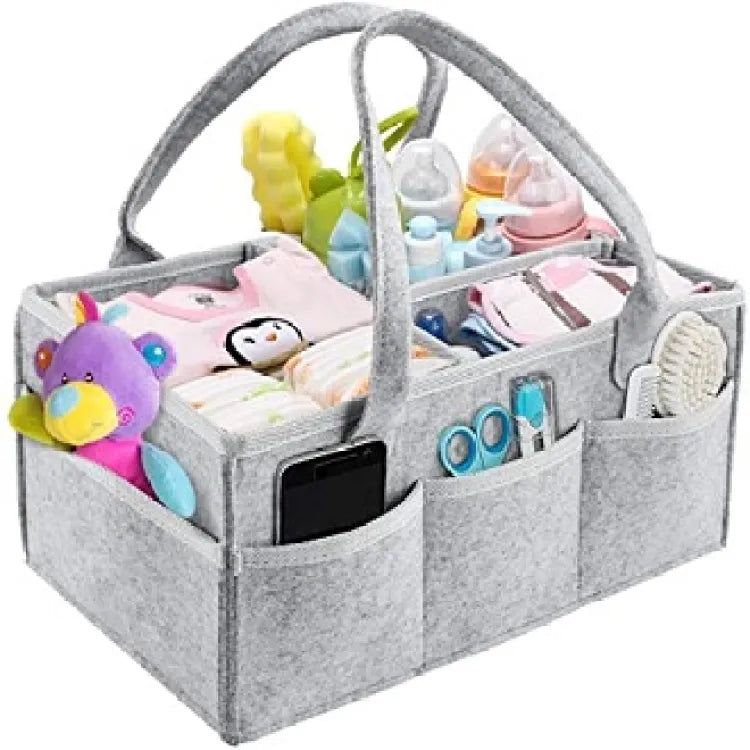 Foldable Baby Diaper Caddy Organizer – Portable Storage Basket – Essential Bag For Nursery, Changing Table And Car – Liner Is Great For Storing Diapers, Bottles